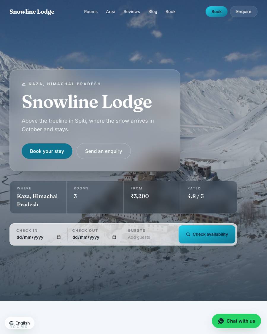 The Alpine design, shown on a live StayCraft site