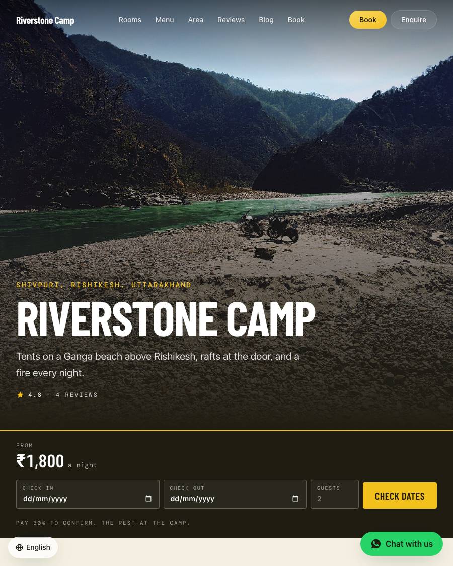 The Basecamp design, shown on a live StayCraft site