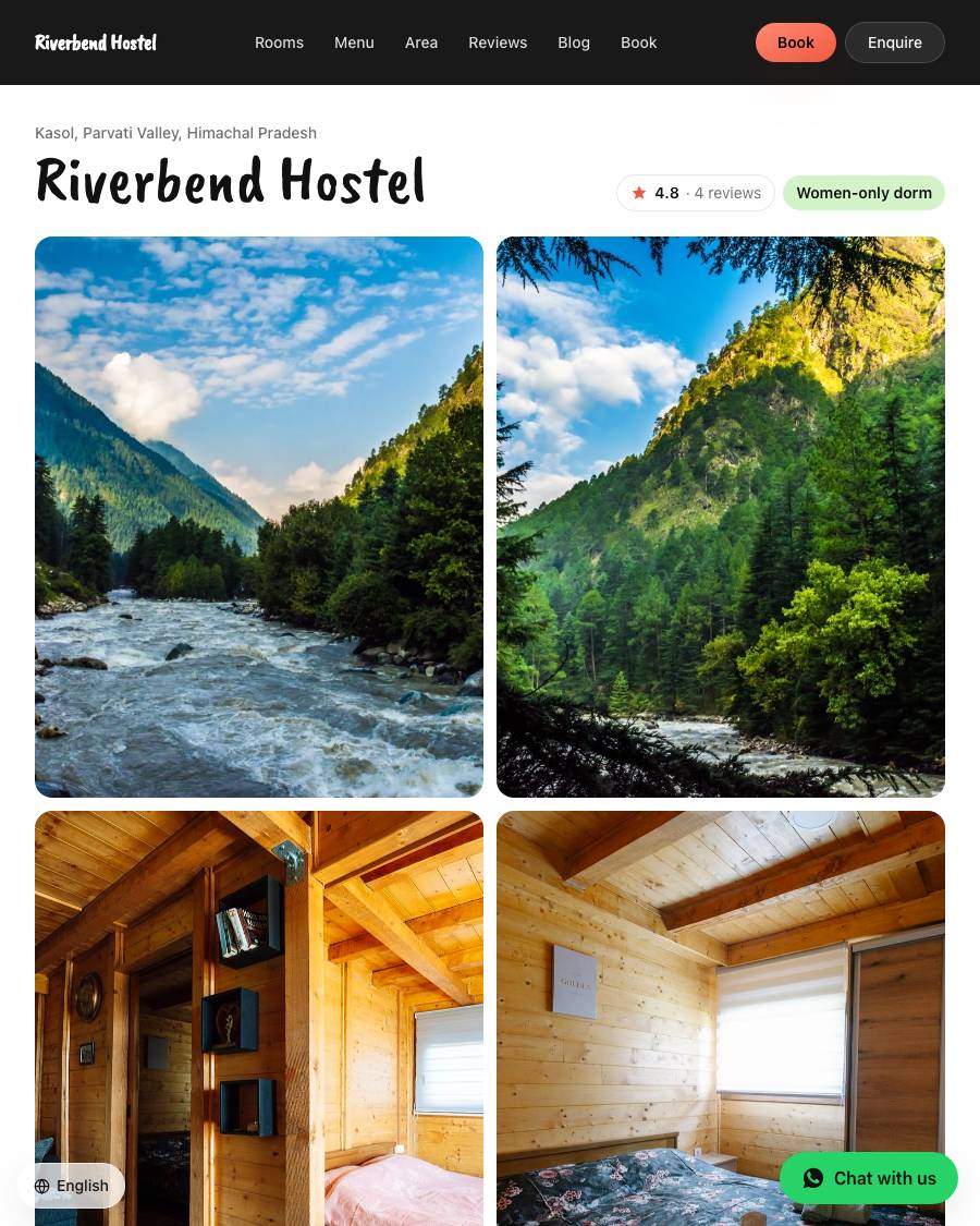 The Bunk design, shown on a live StayCraft site