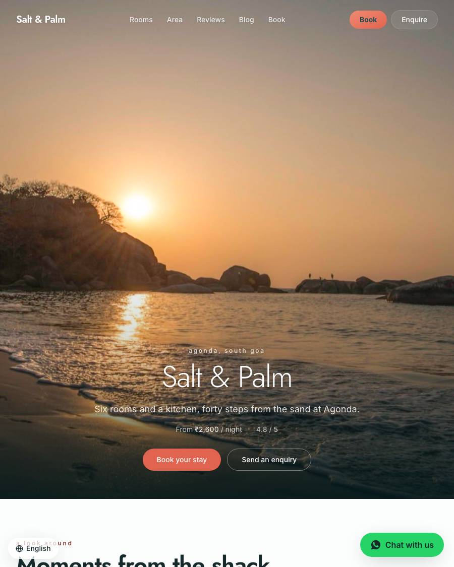 The Coast design, shown on a live StayCraft site
