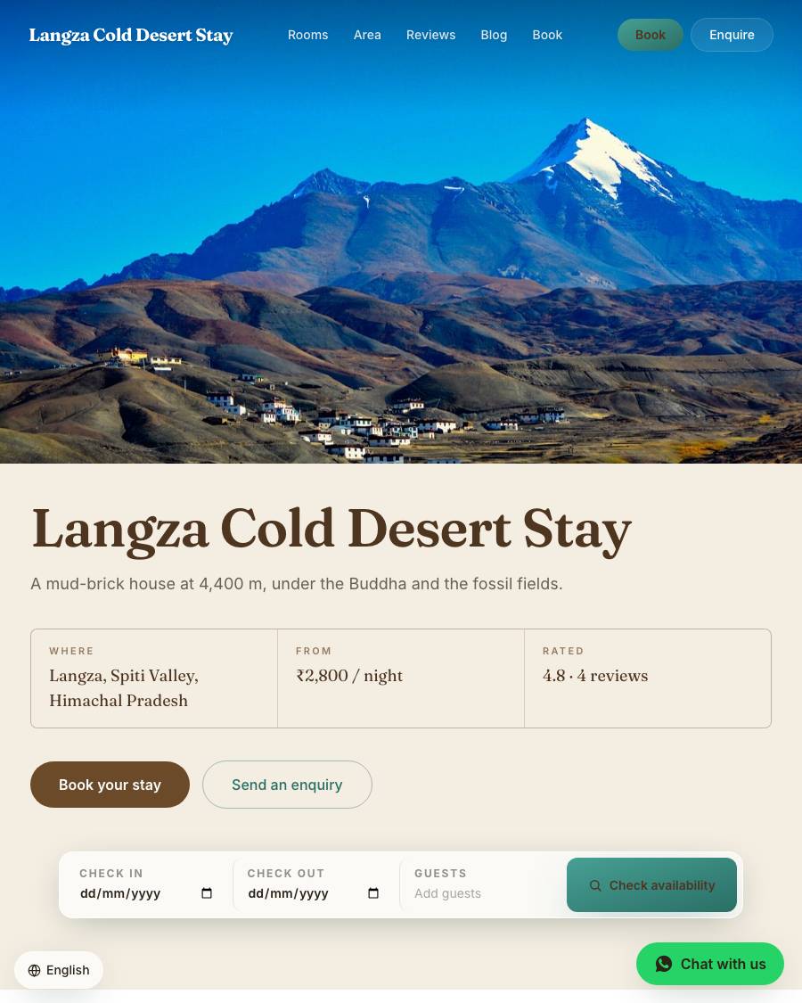 The Dune design, shown on a live StayCraft site