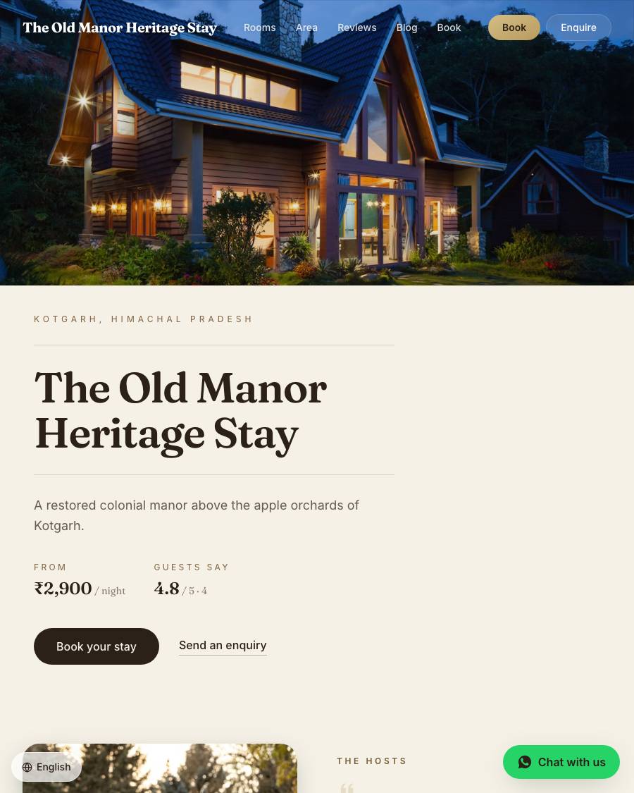 The Heritage design, shown on a live StayCraft site