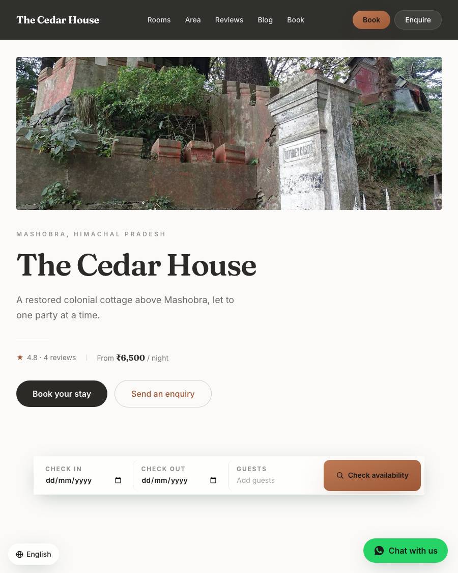 The Linen design, shown on a live StayCraft site