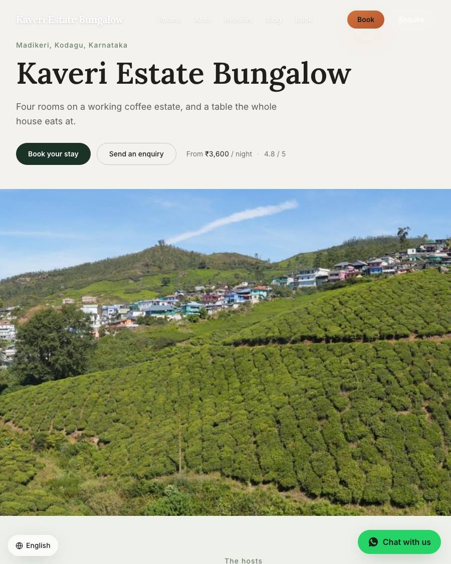 The Plantation design, shown on a live StayCraft site