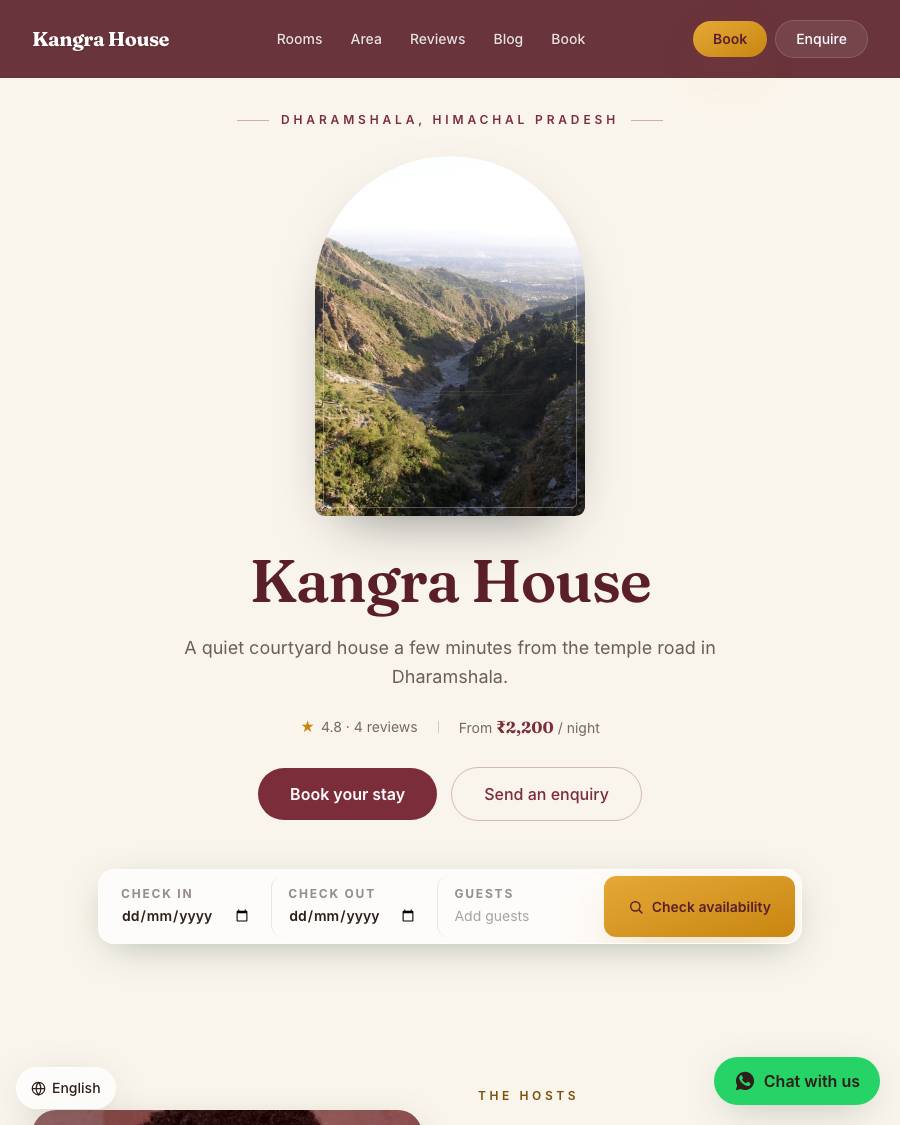 The Serene design, shown on a live StayCraft site