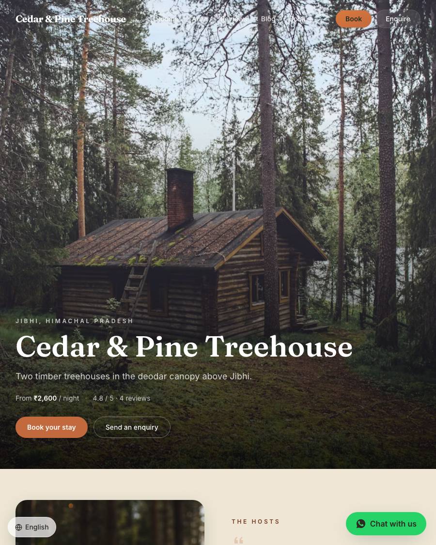 The Timber design, shown on a live StayCraft site